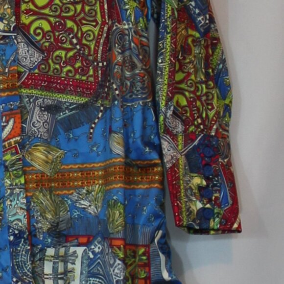 Akira  Button Up Mini Dress Satin with a  print pattern long sleeve size Medium - Picture 7 of 8